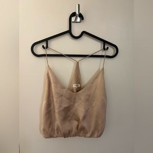 Satin pink crop top from boutique in Los Angeles